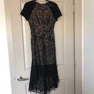 NWT Black Lace Illusion Midi Dress